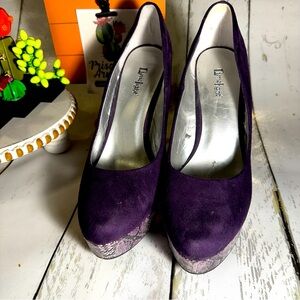 LIMELIGHT Size 11 Deep Purple Faux Suede Platform Heels